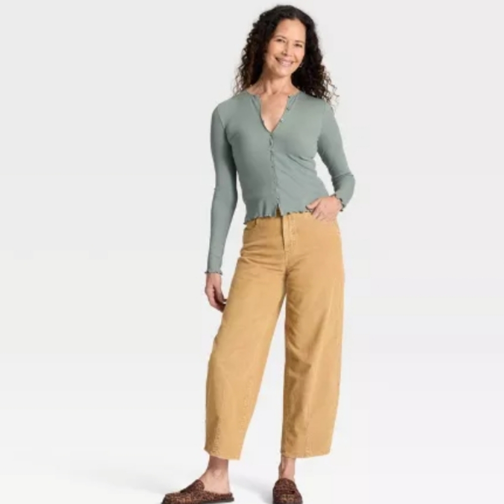 High-Rise Corduroy Barrel Jeans